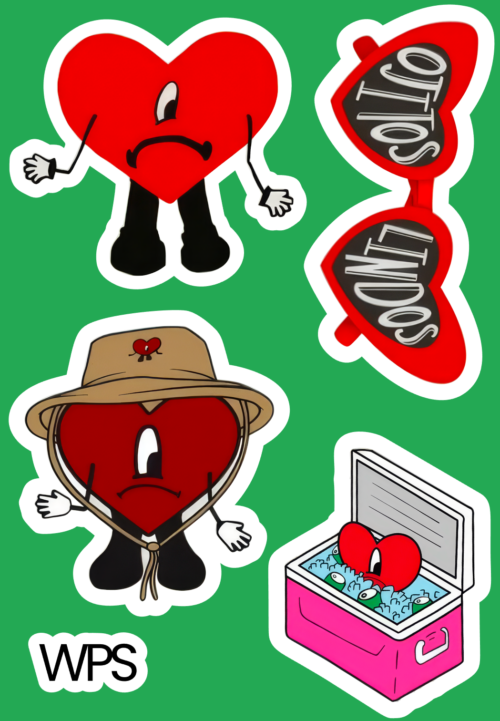 Plancha de Stickers Bad Bunny 01